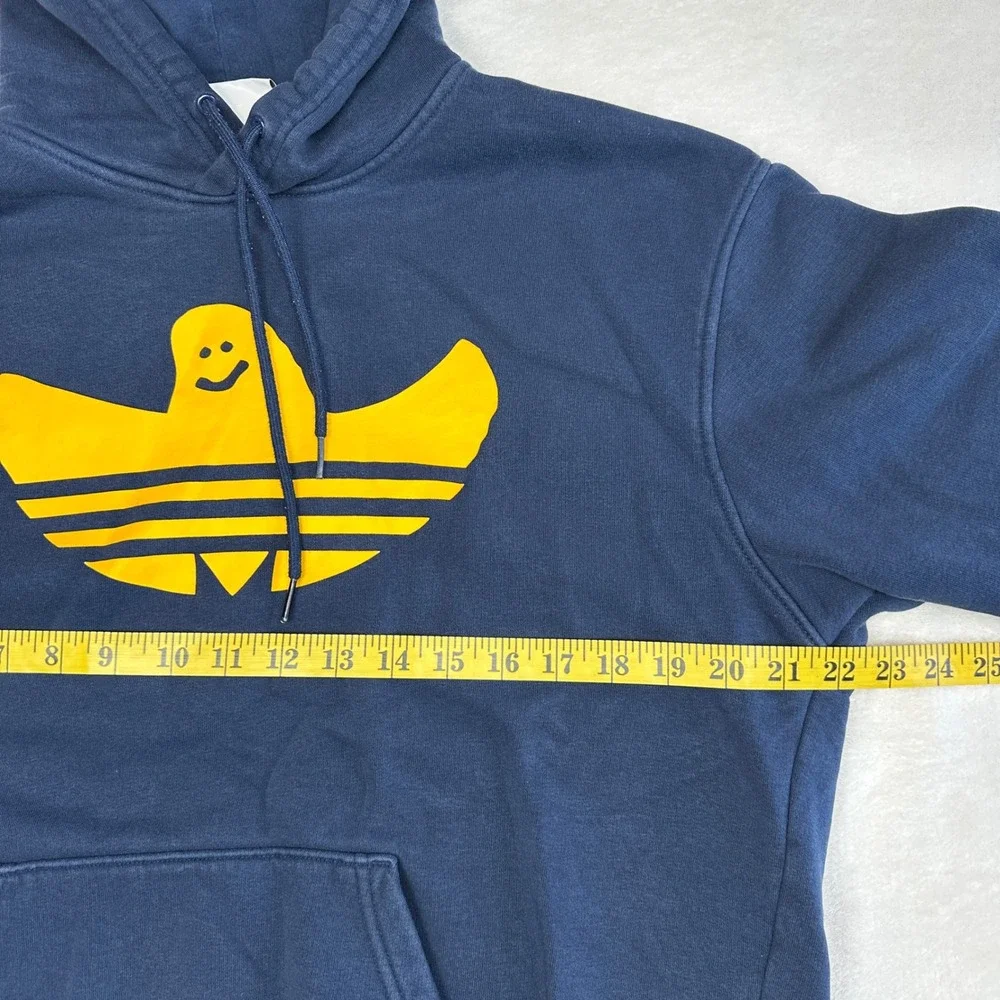 Adidas Mark Gonzales Shmoo Trefoil Hoodie Mens Small Navy Blue Yellow Pullover‎